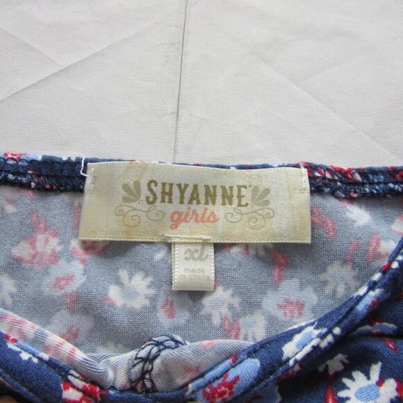 Shyanne Girl's XL Ditsy Floral Flowy Dress - Blue - Picture 4 of 7